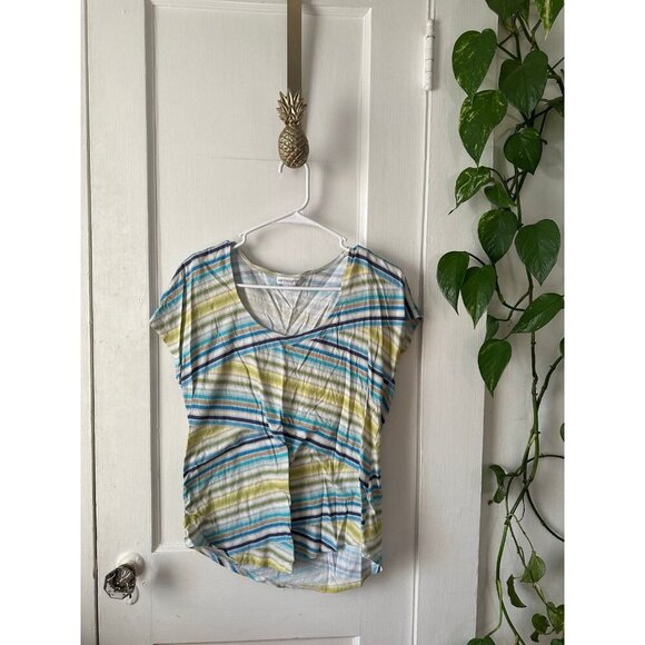 Liz Claiborne women’s size, large yellow and blue blouse - Picture 1 of 7